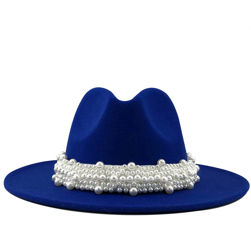 Wool Jazz Fedora Hats Casual Men Women Leather Pearl ribbon Felt Hat white pink yellow Panama Trilby Formal Party Cap 58-61CM
Wool Jazz Fedora Hats Casual Men Women Leather Pearl ribbon Felt Hat white pink yellow Panama Trilby Formal Party Cap 58-61CM