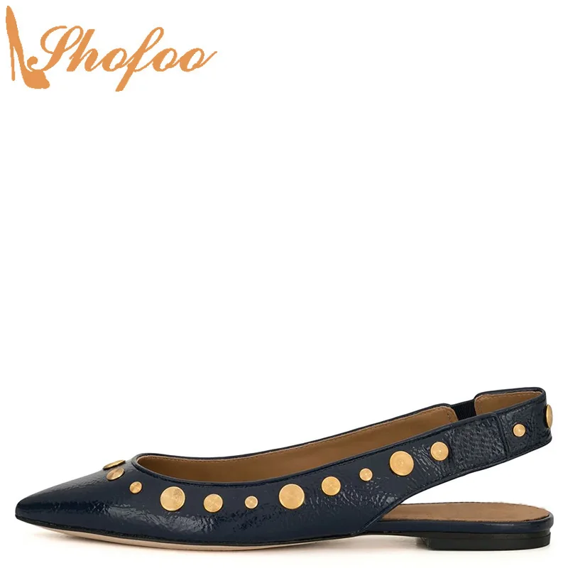 Navy Blue Slingback Flats Pointed Toe Woman Round Rivet Shoes Large Size 12 14 Ladies Fashion Office Footwear Casual Shofoo
Navy Blue Slingback Flats Pointed Toe Woman Round Rivet Shoes Large Size 12 14 Ladies Fashion Office Footwear Casual Shofoo