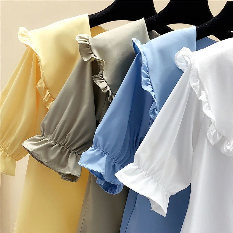 Small fresh top doll collar wild thin Korean shirt short-sleeved white shirt female summer 2021 new foreign style fairy chiffon
Small fresh top doll collar wild thin Korean shirt short-sleeved white shirt female summer 2021 new foreign style fairy chiffon