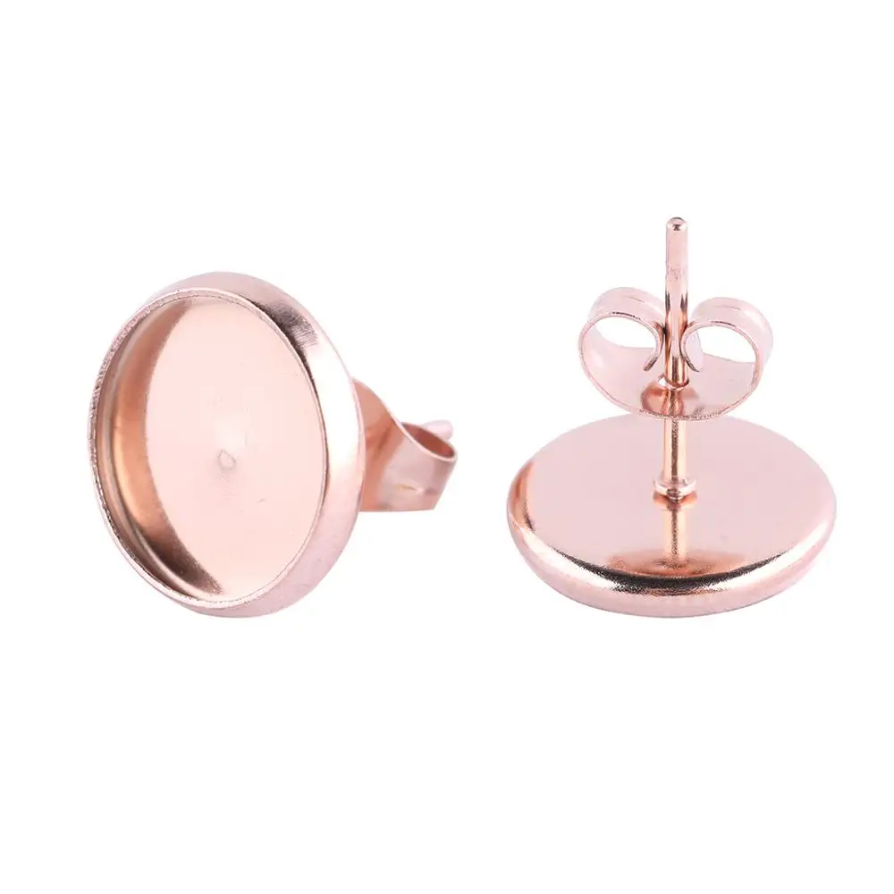 20pcs stainless steel rose gold black stud earring blanks 10mm 12mm round cabochon earrings base setting trays diy supplies
20pcs stainless steel rose gold black stud earring blanks 10mm 12mm round cabochon earrings base setting trays diy supplies