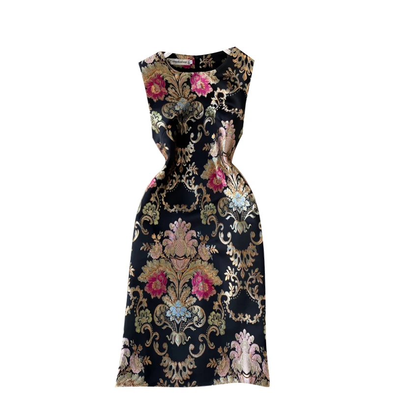 Women Elegant Sleeveless Summer Autumn Luxury Party Mini Dress Runway Dress Vintage Black Flower Print Jacquard Tank Dress
Women Elegant Sleeveless Summer Autumn Luxury Party Mini Dress Runway Dress Vintage Black Flower Print Jacquard Tank Dress