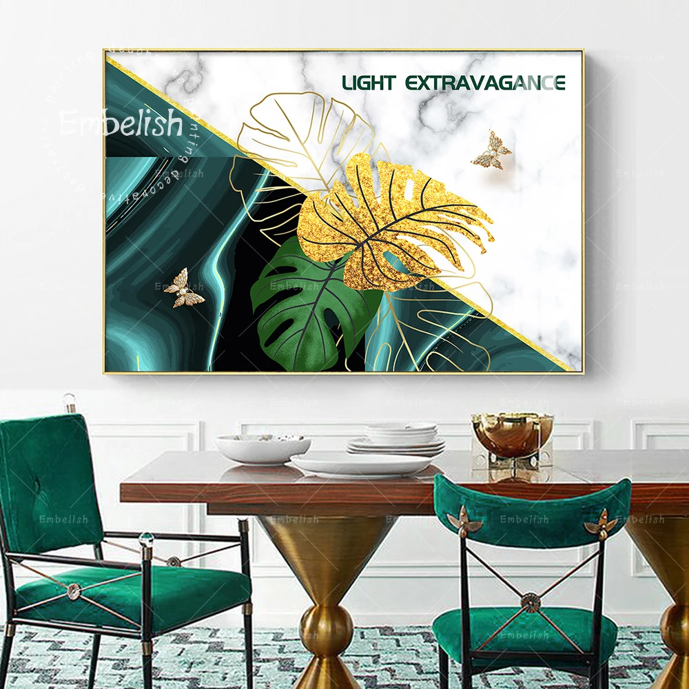 

Embelish Modern Artworks Modern Home Decor Pictures For Living Room Green Leaves HD Print On Canvas Paintings Wall Art Posters