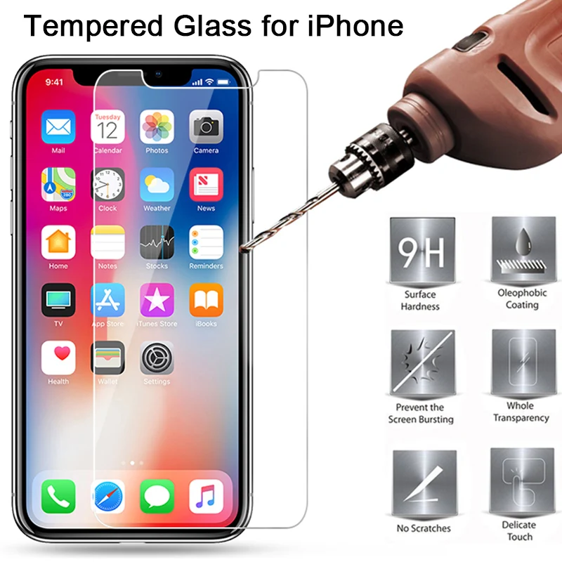 Закаленное защитное стекло HD для iPhone 5 11 Pro Max 7 8 6 6S Plus XS XR X 5S | Мобильные телефоны и
