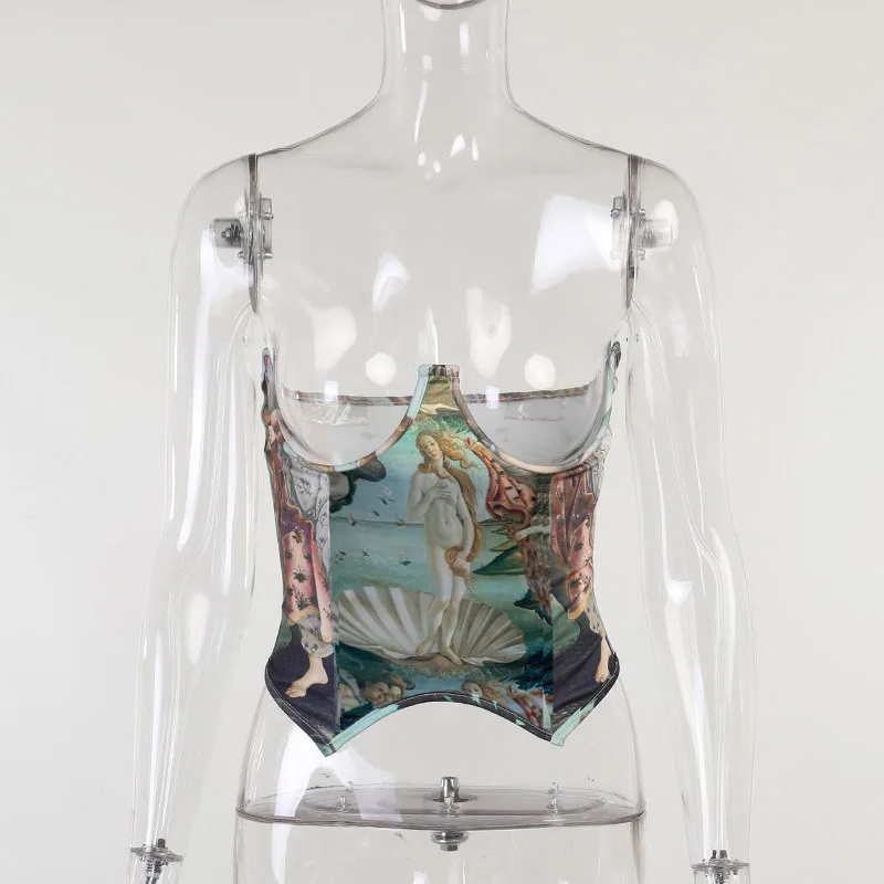Giyu Oil Painting Fashion Slim Girdle For Women Summer Print Backless Underbust Corset Ladies Party Club Cummerbunds Crop Tops
Giyu Oil Painting Fashion Slim Girdle For Women Summer Print Backless Underbust Corset Ladies Party Club Cummerbunds Crop Tops