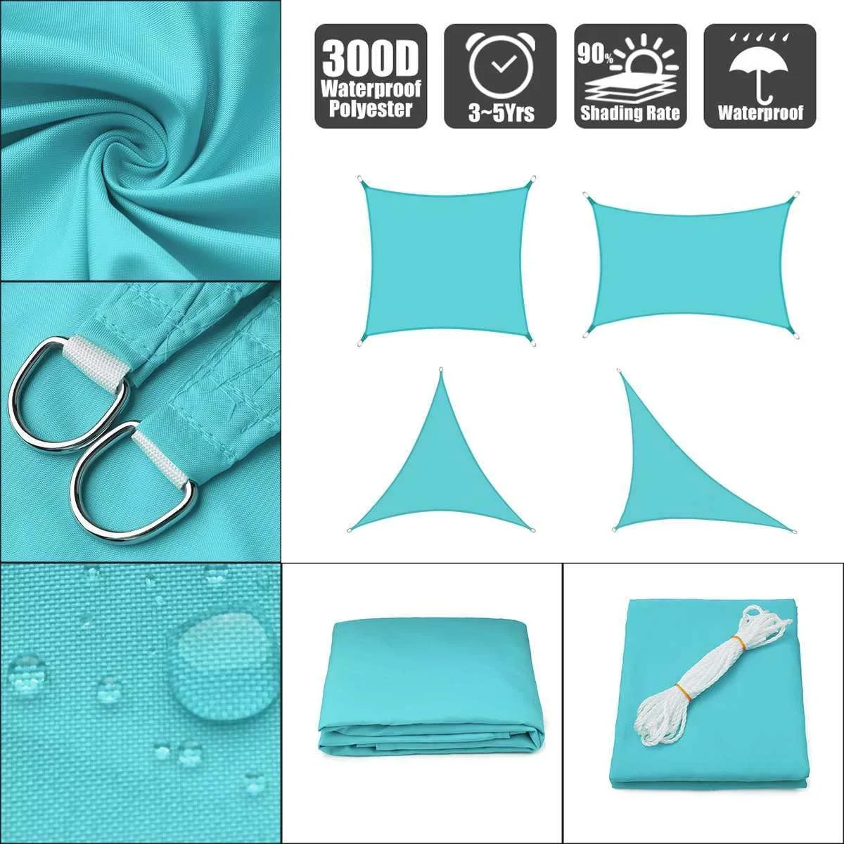 Sky Blue 300D Waterproof Polyester 160GSM Polyester Oxford Fabric Shade Sail Sun Outdoor Square
Sky Blue 300D Waterproof Polyester 160GSM Polyester Oxford Fabric Shade Sail Sun Outdoor Square