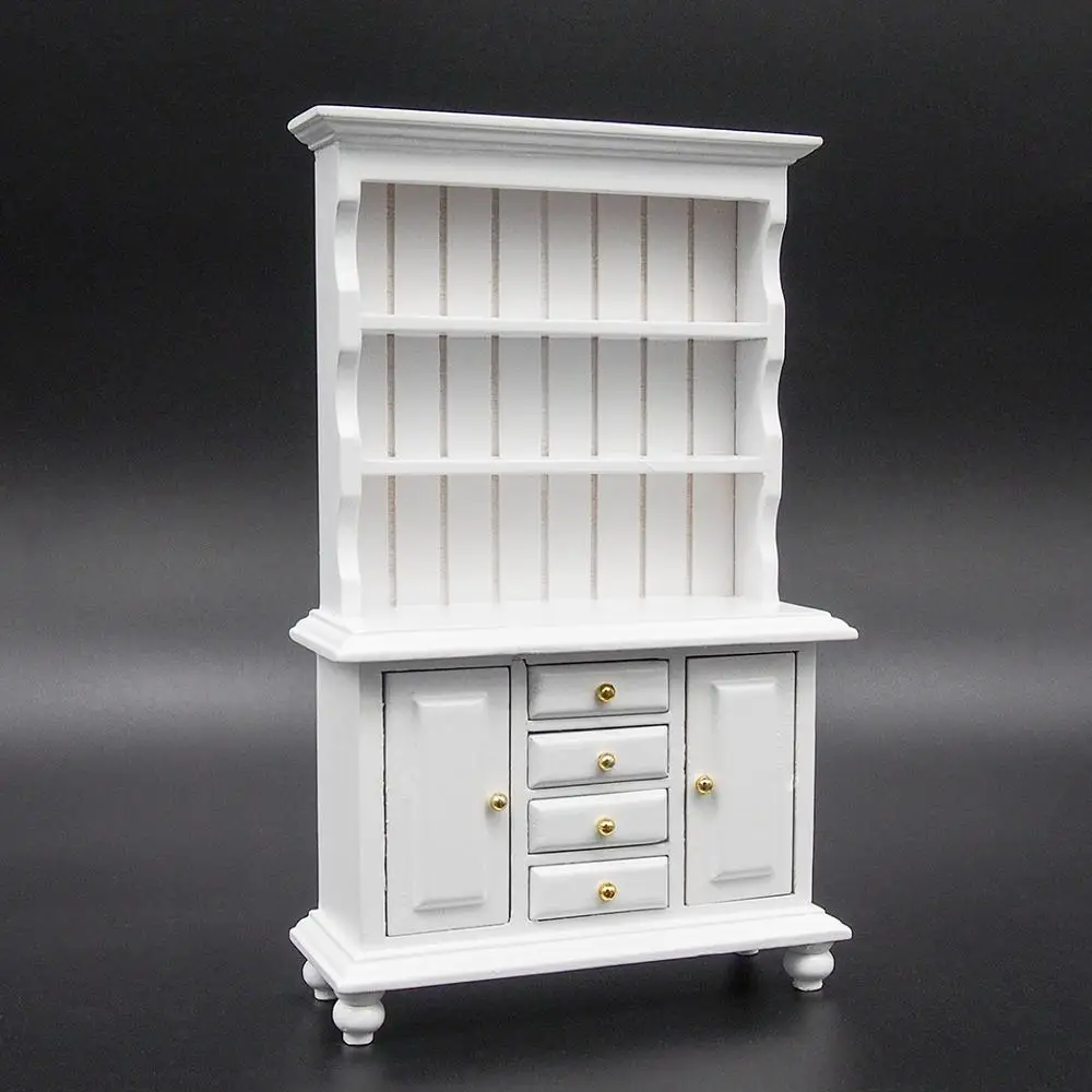 Фото Odoria 1:12 миниатюрные белые кухонные шкафы с выдвижными ящиками стеллажи мебель для