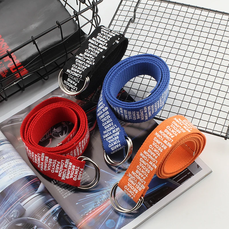 Adjustable Designer Unisex Harajuku Canvas Belts Silver Metal Double Ring Buckle Wide Waist Band Letter Decoration Jeans Belts
Adjustable Designer Unisex Harajuku Canvas Belts Silver Metal Double Ring Buckle Wide Waist Band Letter Decoration Jeans Belts