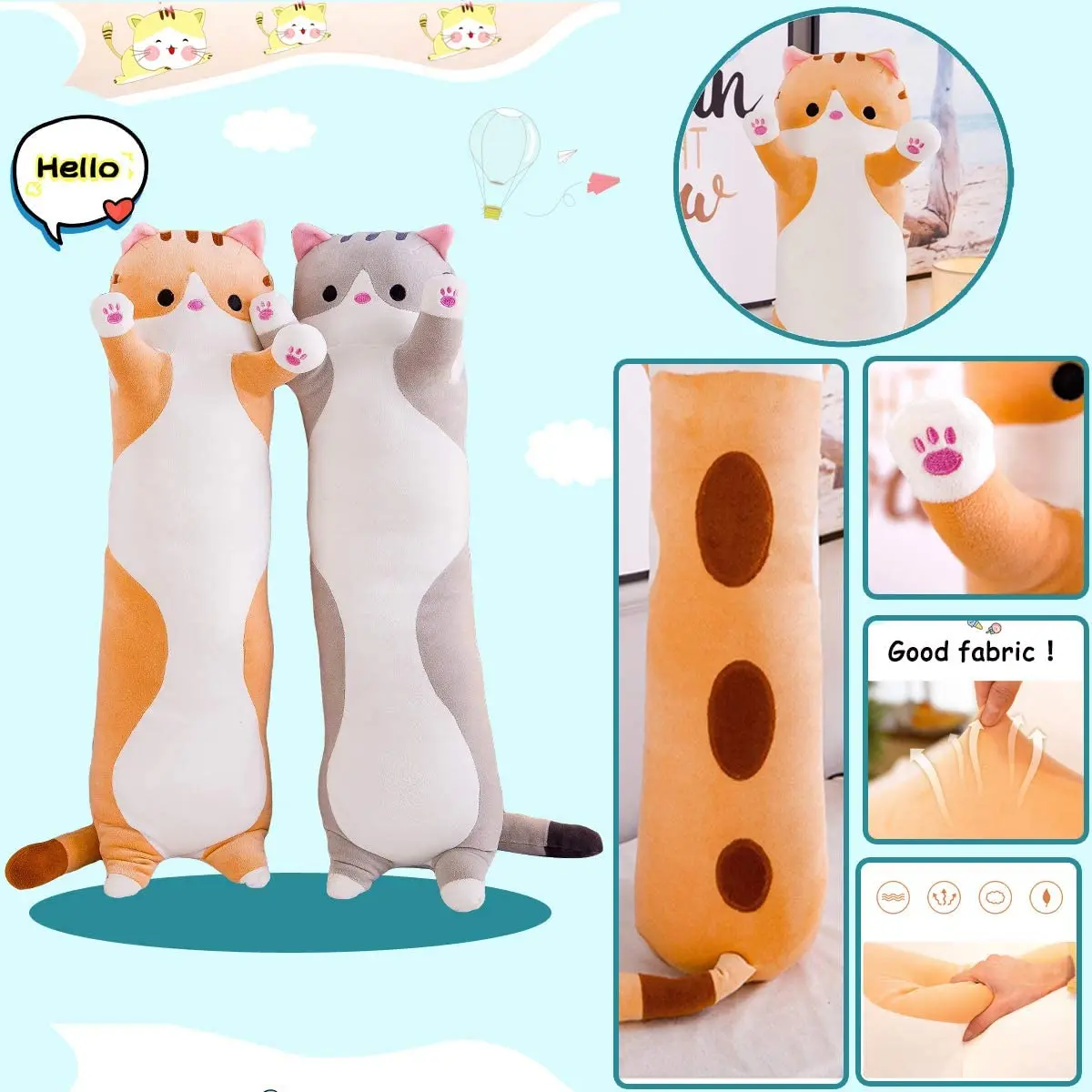 Long Cat Pillow Plush Toy Feather Cotton Pillow Doll Pillow Sleeping Home Bedding Cute Home Textile Internet Celebrity Product
Long Cat Pillow Plush Toy Feather Cotton Pillow Doll Pillow Sleeping Home Bedding Cute Home Textile Internet Celebrity Product