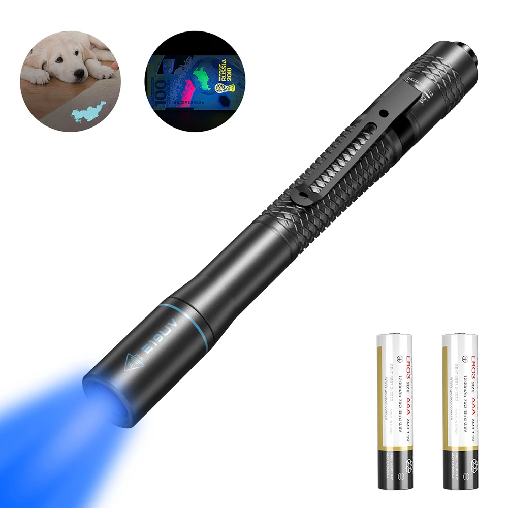 

WUBEN LED UV flashlight Ultraviolet Torch 365nm UV Light 850mW max output AAA battery light for Pet Urine Stains detection