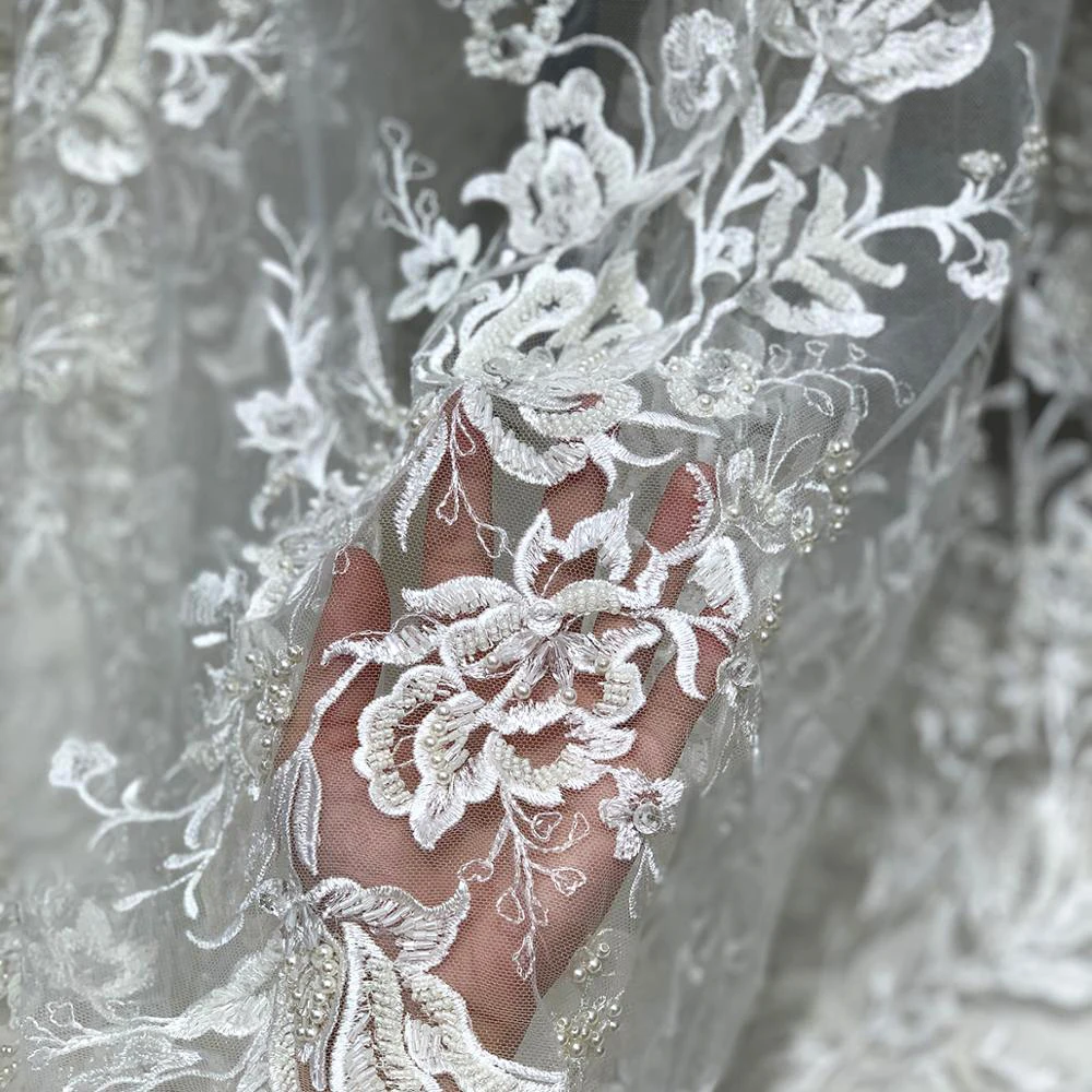 Luxury Quality White Mesh with Crystals Tulle Embroidered Floral Beaded Lace Fabric Applique Bridal Wedding Dress Material Trims
Luxury Quality White Mesh with Crystals Tulle Embroidered Floral Beaded Lace Fabric Applique Bridal Wedding Dress Material Trims