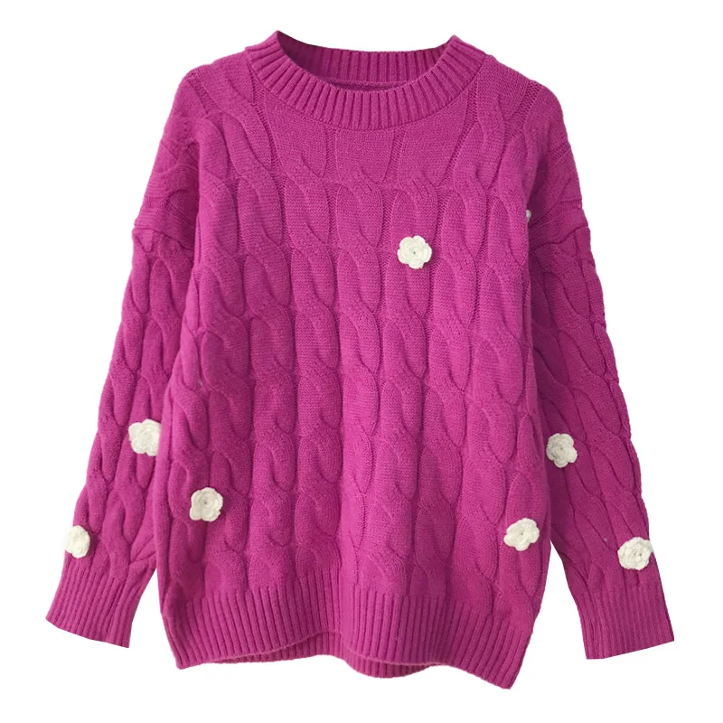 High Quality Korean Sweet Applique Flower Knitting Sweater Women Winter Casual Solid Color Long Sleeve Pullover Female Coat
High Quality Korean Sweet Applique Flower Knitting Sweater Women Winter Casual Solid Color Long Sleeve Pullover Female Coat