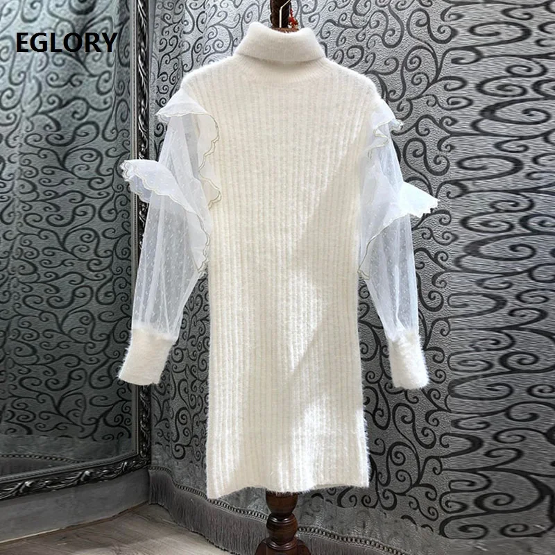 Turtleneck Sweater Dress 2021 Early Spring Women Sexy See Through Mesh Patchwork Casual Black White Knitted Dress Pullover Lady
Turtleneck Sweater Dress 2021 Early Spring Women Sexy See Through Mesh Patchwork Casual Black White Knitted Dress Pullover Lady
