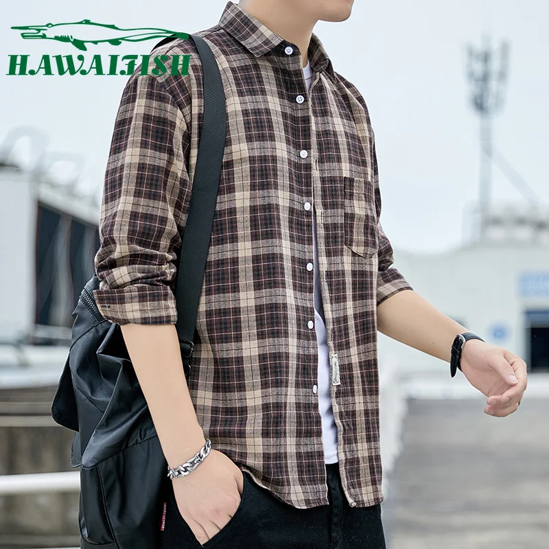 2021 Plaid shirt men's long-sleeved Korean trend handsome spring and autumn jacket loose casual shirt men's style clothing
2021 Plaid shirt men's long-sleeved Korean trend handsome spring and autumn jacket loose casual shirt men's style clothing