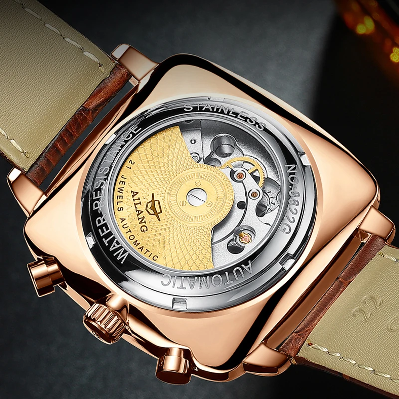 Rose gold green Square Dial Men Automatic Self Wind Mechanical Brown Leather Strap Casual Sports Tourbillon Watch NEW 2021
Rose gold green Square Dial Men Automatic Self Wind Mechanical Brown Leather Strap Casual Sports Tourbillon Watch NEW 2021