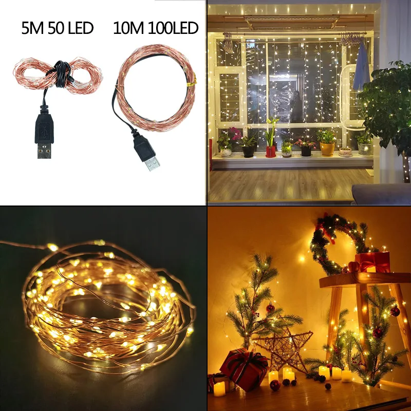 5m/10m USB Copper Wire String Led Fairy Lights Holiday Outdoor Lamp Garland Luces For Christmas Tree Wedding Party Decoration
5m/10m USB Copper Wire String Led Fairy Lights Holiday Outdoor Lamp Garland Luces For Christmas Tree Wedding Party Decoration