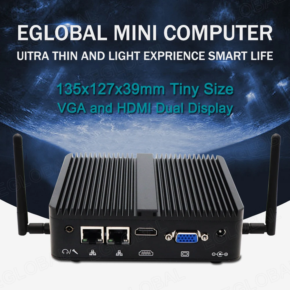 

Eglobal Fanless Mini PC Intel Celeron J4105 J4215 N4100 2LAN 2COM Industrial Computer Windows 8/10 HTPC 16GB DDR4 RAM HD VGA