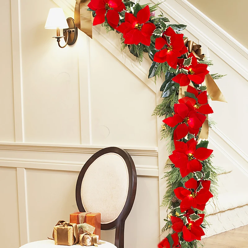 2M Poinsettia Rose Flower Vine LED Christmas Garland Fairy String Light Battery Powered Outdoor For Christmas Garden Party Decor
2M Poinsettia Rose Flower Vine LED Christmas Garland Fairy String Light Battery Powered Outdoor For Christmas Garden Party Decor