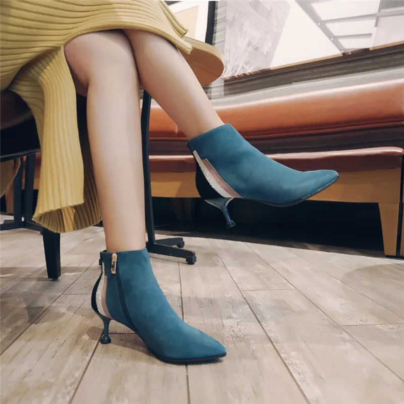 Hjwsfdcai Pointed Toe Stilettos Heel Women Ankle Boots Personality Color Mixing Suede Ladies Short Boots Sexy Mujer Party Shoes 
Hjwsfdcai Pointed Toe Stilettos Heel Women Ankle Boots Personality Color Mixing Suede Ladies Short Boots Sexy Mujer Party Shoes
