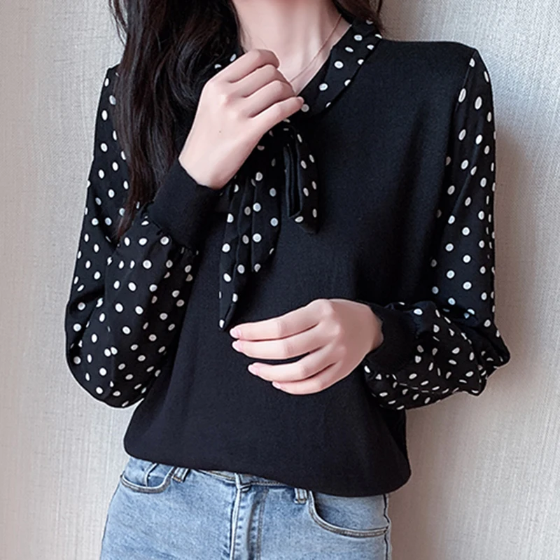 Lucyever Fashion Polka Dot Bow Blouses Women Korean Wild V-Neck Knitted Shirts Woman Long Sleeve Loose Bottoming Shirt Mujer
Lucyever Fashion Polka Dot Bow Blouses Women Korean Wild V-Neck Knitted Shirts Woman Long Sleeve Loose Bottoming Shirt Mujer