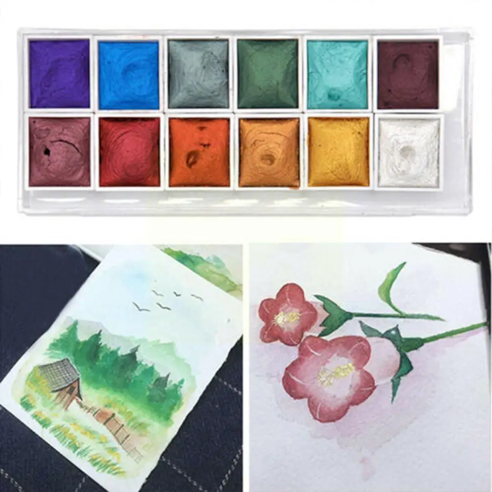 12-color Pearlescent Watercolor Paint For Beginners Nail Hand-painted Art Sketching Watercolor Paint Calligraphy I4T9
12-color Pearlescent Watercolor Paint For Beginners Nail Hand-painted Art Sketching Watercolor Paint Calligraphy I4T9