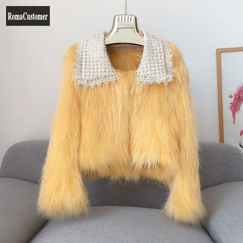 Autumn Winter Raccoon Dog Fur Weave Coat Womens New Short Lace Elegant Turn-Down Collar Korean Casual Hollow Out Fur Coat
Autumn Winter Raccoon Dog Fur Weave Coat Womens New Short Lace Elegant Turn-Down Collar Korean Casual Hollow Out Fur Coat