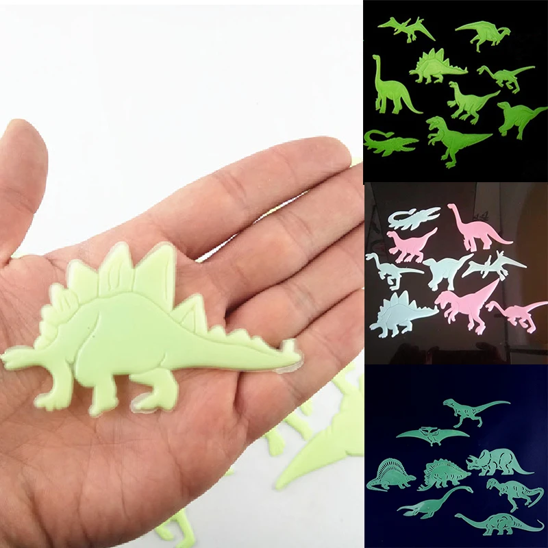 9 шт./компл. 3D креативные светящиеся ПВХ наклейки на стену с динозаврами в темноте