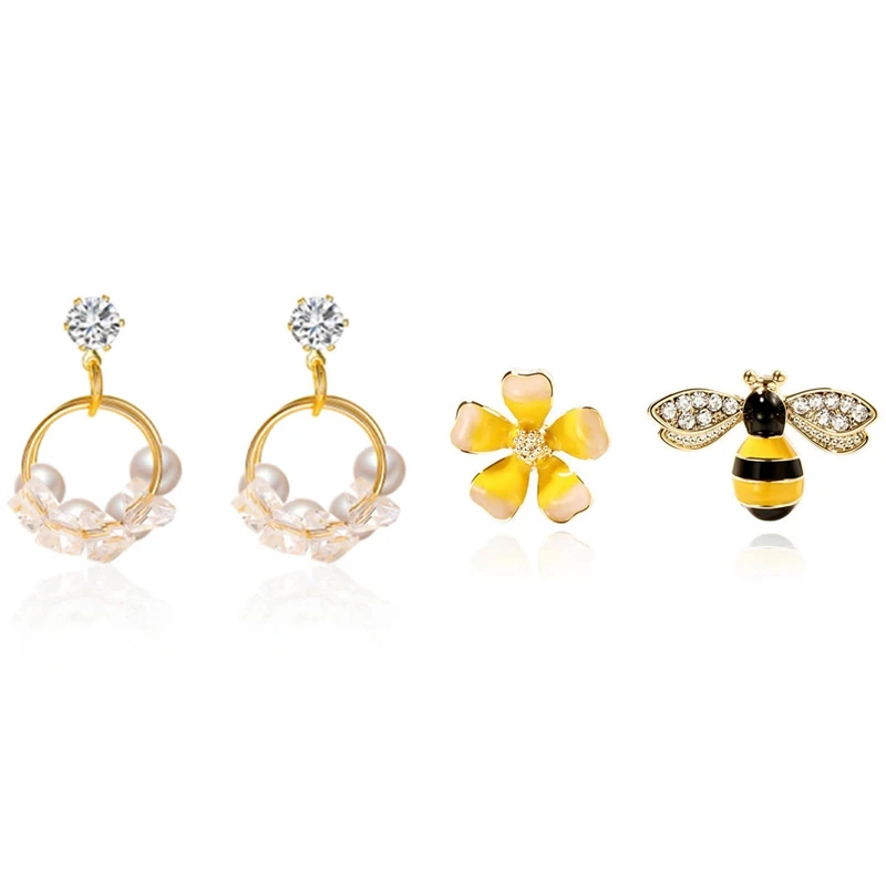 Flower Bee Asymmetric Earrings Zircon Earrings with Japanese and Korean Style Pearl Earrings for Women
Flower Bee Asymmetric Earrings Zircon Earrings with Japanese and Korean Style Pearl Earrings for Women
