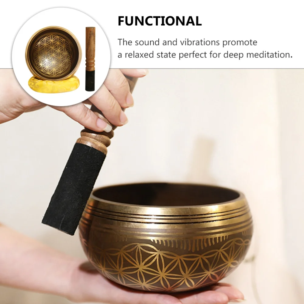 1 Set Singing Bowl Meditation Sound Bowl Healing Instrument Gift