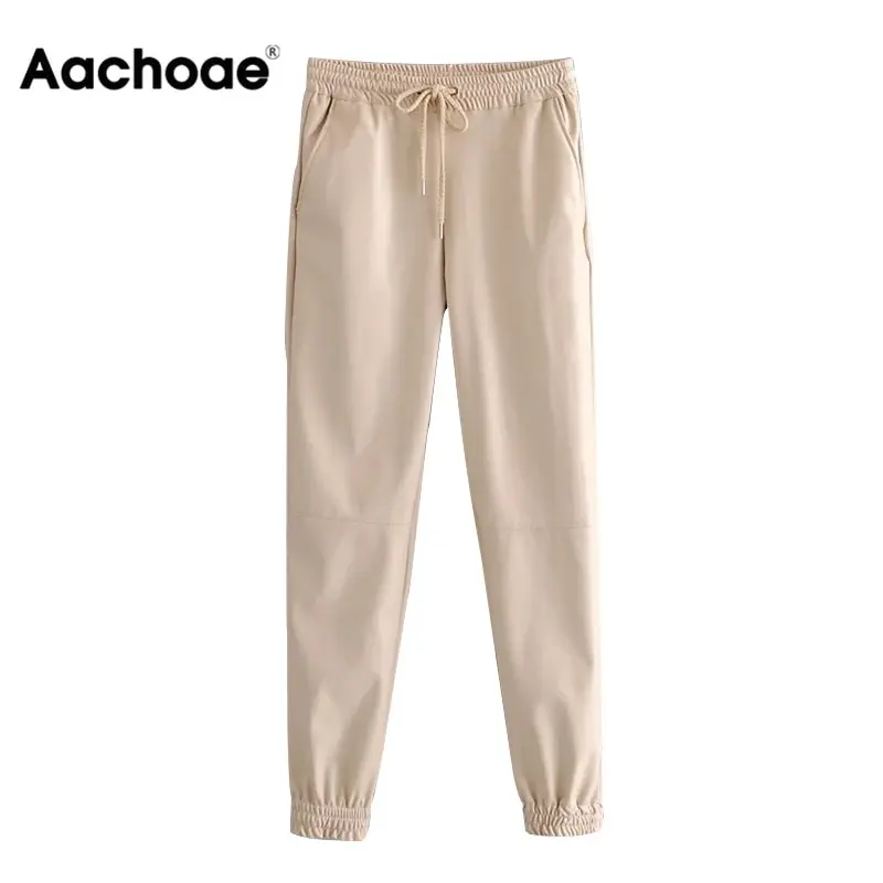 Aachoae Lady Full Length Pu Leather Pants Drawstring Sports Style Long Sweatpants Women Baggy Casual Pencil Pants Pantalon Mujer
Aachoae Lady Full Length Pu Leather Pants Drawstring Sports Style Long Sweatpants Women Baggy Casual Pencil Pants Pantalon Mujer