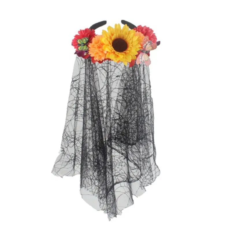 Day of The Dead Headpiece Sunflower Butterfly Spiderweb Veil Halloween Headband
Day of The Dead Headpiece Sunflower Butterfly Spiderweb Veil Halloween Headband