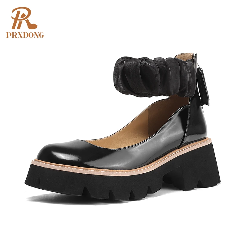 

Обувь из натуральной кожи в стиле Мэри Джейн на толстом высоком каблуке для женские туфли-лодочки в японском Лолита Стиль школьная форма ко...