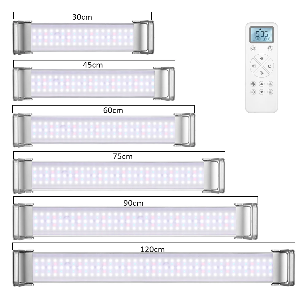 60-90cm Multicolor LED Full Spectrum Aquarium Lighting Dimmable Fish Tank Light with 2.4G Remote Control Sunrise Sunset
60-90cm Multicolor LED Full Spectrum Aquarium Lighting Dimmable Fish Tank Light with 2.4G Remote Control Sunrise Sunset