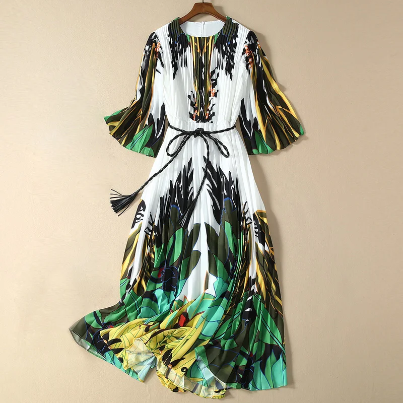 Abaroker Runway Fall/Winter Women's Dress Fashion Print Flare Sleeve Pleated Large Swing Dress Casual Vacation Dress
Abaroker Runway Fall/Winter Women's Dress Fashion Print Flare Sleeve Pleated Large Swing Dress Casual Vacation Dress