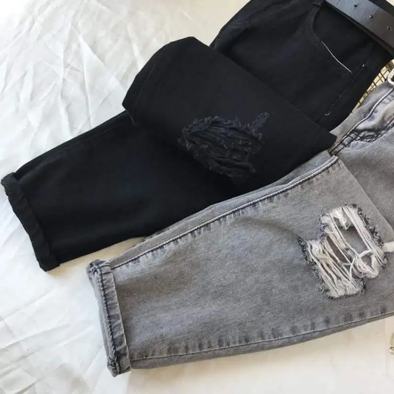 5XL Plus Size Retro Streetwear Women Straight Hole Denim Ripped Jeans Loose Casual Harem Pants Black High Waist Jean Femme C6898
5XL Plus Size Retro Streetwear Women Straight Hole Denim Ripped Jeans Loose Casual Harem Pants Black High Waist Jean Femme C6898