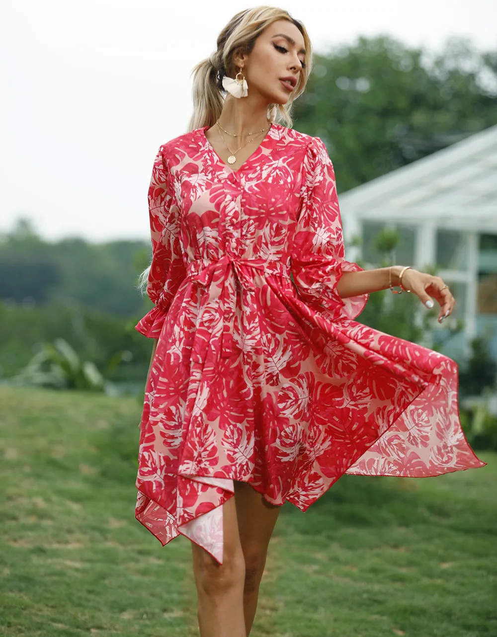 High Elastic Waist Party Dress A-line Women Half Sleeve Flower Printed Floral Boho Irregular Short Dresses Female Summer Vestido
High Elastic Waist Party Dress A-line Women Half Sleeve Flower Printed Floral Boho Irregular Short Dresses Female Summer Vestido