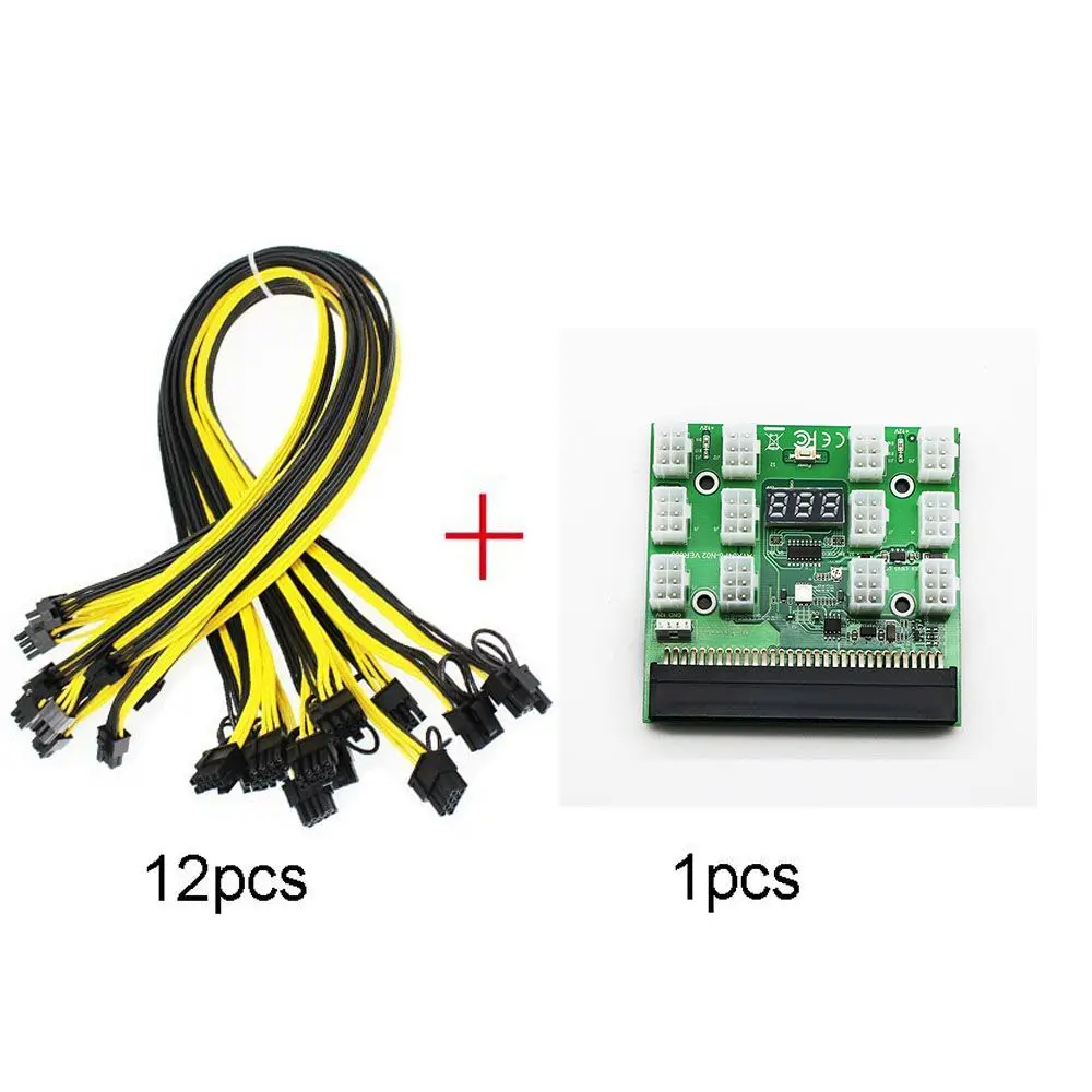 1200w/750w Breakout Board + 12pcs 6P Male to (6+2)8P Male Power Cables Kits For HP PSU GPU Mining Ethereum 
1200w/750w Breakout Board + 12pcs 6P Male to (6+2)8P Male Power Cables Kits For HP PSU GPU Mining Ethereum