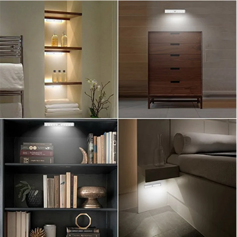 Night Lights 6/10 LEDs Motion Sensor Light Cupboard Wardrobe Bed Garland Lamp LED Under Cabinet Night Light for Closet Stairs
Night Lights 6/10 LEDs Motion Sensor Light Cupboard Wardrobe Bed Garland Lamp LED Under Cabinet Night Light for Closet Stairs