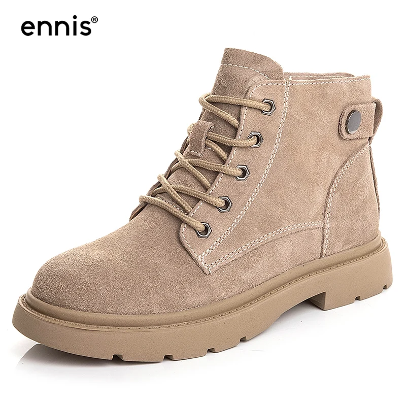 ENNIS Martins Women's Shoes Autumn Winter Boots Suede Leather Lace-Up Boots Low Heel Ankle Boots Vintage Black Khaki Pink A56A
ENNIS Martins Women's Shoes Autumn Winter Boots Suede Leather Lace-Up Boots Low Heel Ankle Boots Vintage Black Khaki Pink A56A