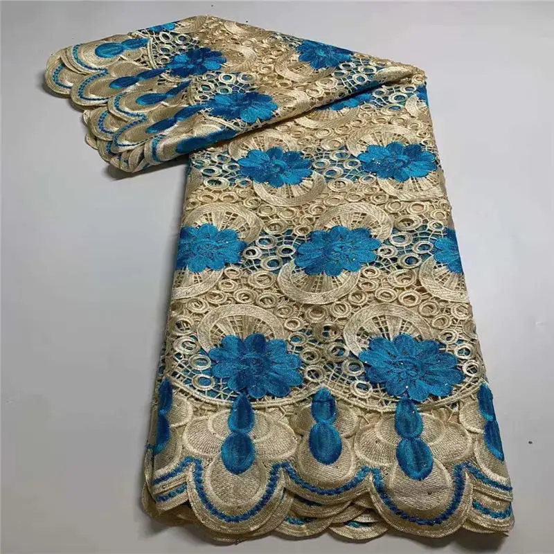 Кружевная ткань с вышивкой в африканском стиле, 5 ярдов/штука 
Кружевная ткань с вышивкой в африканском стиле, 5 ярдов/штука