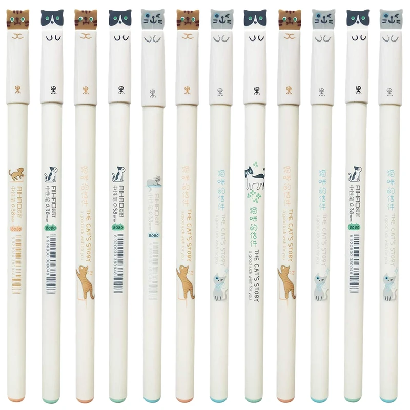12 шт. милые ручки с котом 0,38 мм японские милые ручки черные шариковые ручки для школы офисные принадлежности
12 шт. милые ручки с котом 0,38 мм японские милые ручки черные шариковые ручки для школы офисные принадлежности