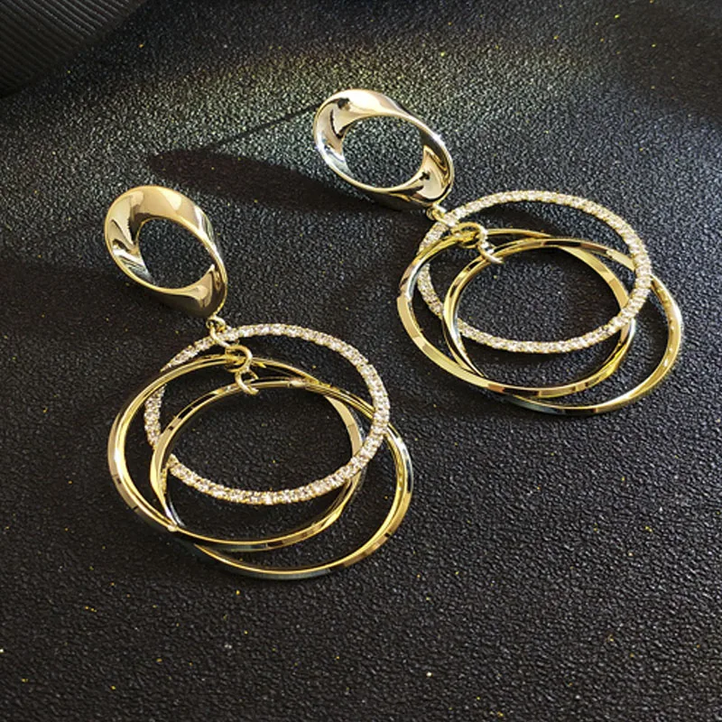 Mifeiya Fashion Jewelry Crystal Rhinestone Wedding Earrings for Women Golden Geometric Layer Large Circle Korean Earring Jewelry
Mifeiya Fashion Jewelry Crystal Rhinestone Wedding Earrings for Women Golden Geometric Layer Large Circle Korean Earring Jewelry