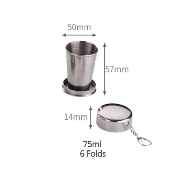 75ml/150ml/250ml Folding Cup Stainless Steel Folding Cup Portable Outdoor Travel Camping Telescopic Water Coffee Handcup
75ml/150ml/250ml Folding Cup Stainless Steel Folding Cup Portable Outdoor Travel Camping Telescopic Water Coffee Handcup
