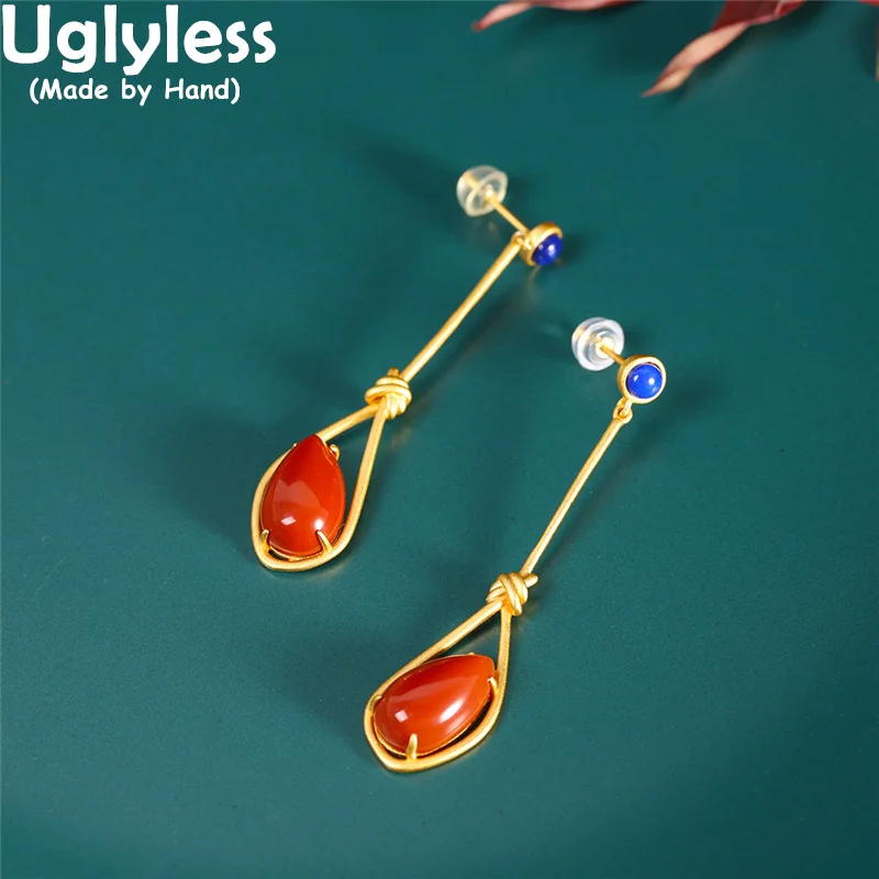 Uglyless Hollow Waterdrop Agate Earrings for Women Lapis Studs Earrings Simple Geometric Fashion Dress Jewelry 925 Silver Brinco 
Uglyless Hollow Waterdrop Agate Earrings for Women Lapis Studs Earrings Simple Geometric Fashion Dress Jewelry 925 Silver Brinco