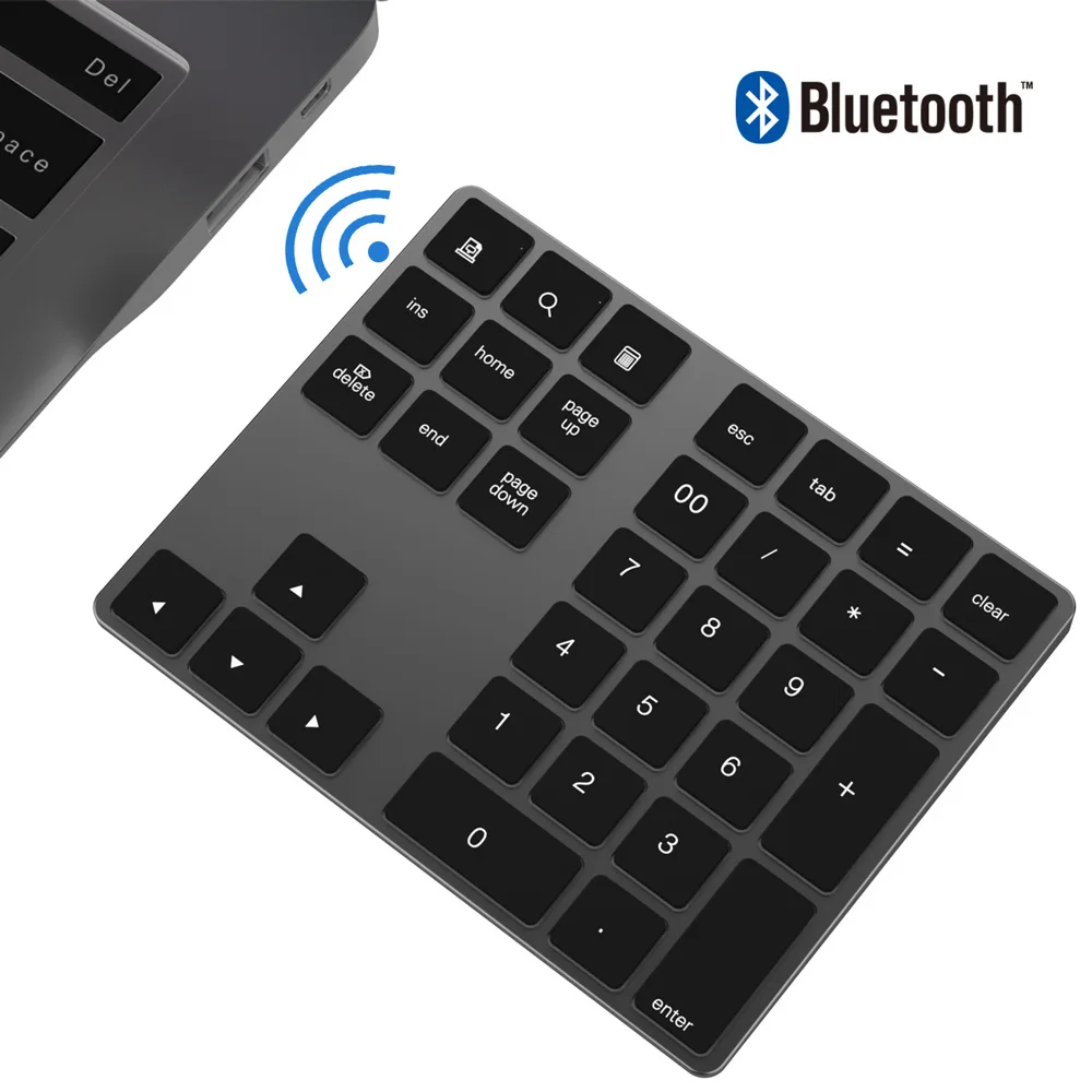 Клиновидная Беспроводная мини-клавиатура из алюминиевого сплава 34 клавиши Bluetooth