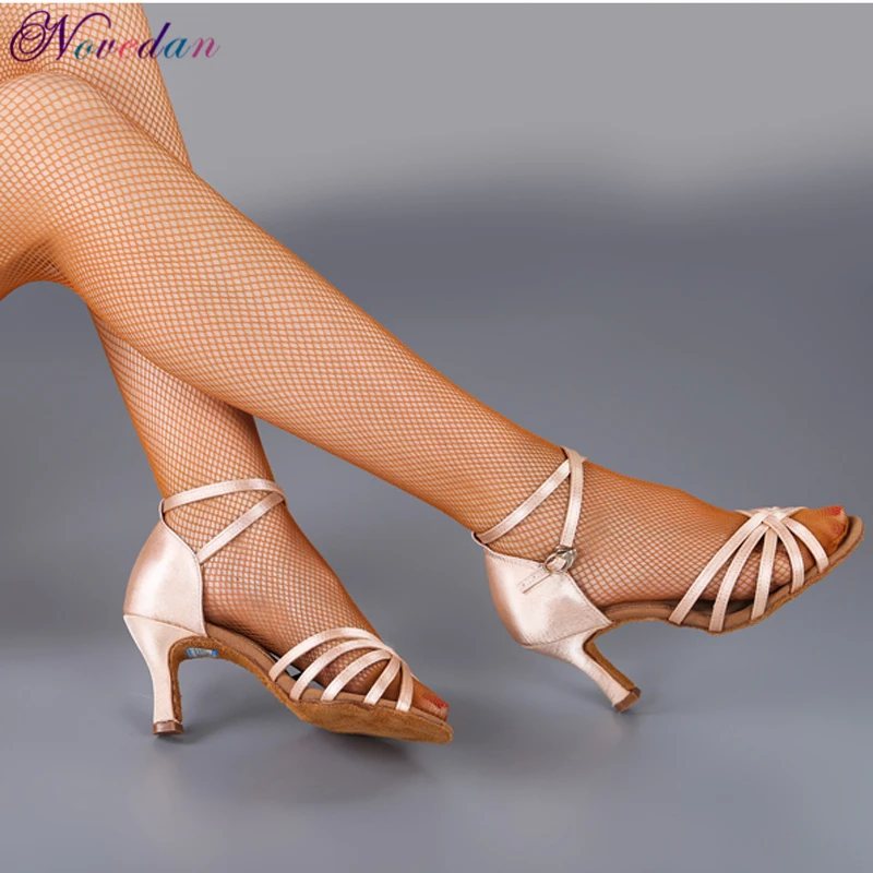 Туфли женские атласные для латиноамериканских танцев сандалии на мягкой подошве