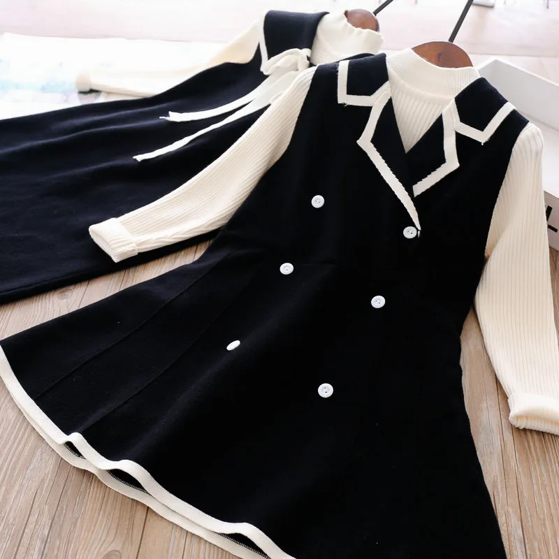 Sweet Kids Girls Spring Autum Ruffles Vintage Ruffles Blue Dress with Knitted Beige Sweater Tops 2 PCS Sets
Sweet Kids Girls Spring Autum Ruffles Vintage Ruffles Blue Dress with Knitted Beige Sweater Tops 2 PCS Sets