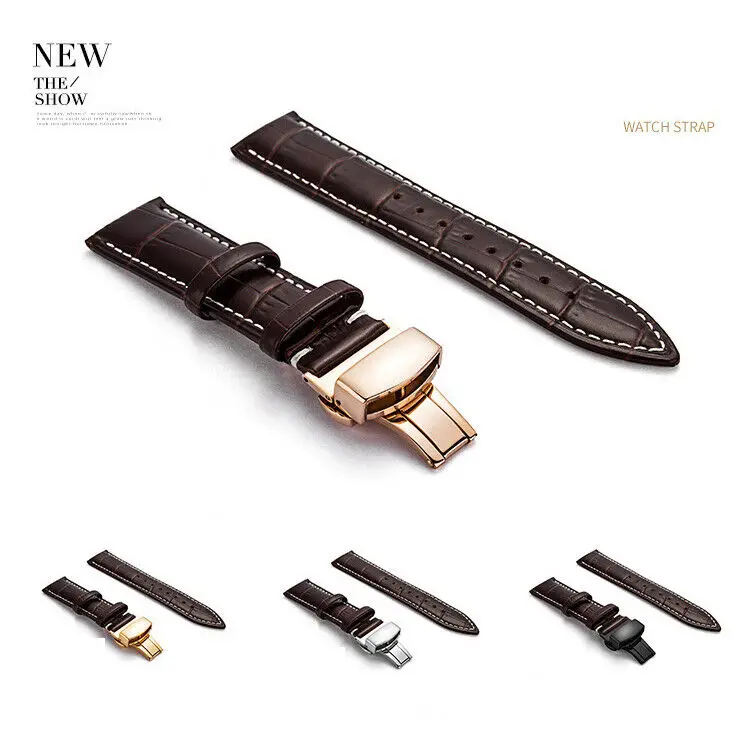 Brown Color with White Thread Genuine Leather Strap Alligator Grain Watch Band Butterfly Clasp Deployant Clasp
Brown Color with White Thread Genuine Leather Strap Alligator Grain Watch Band Butterfly Clasp Deployant Clasp
