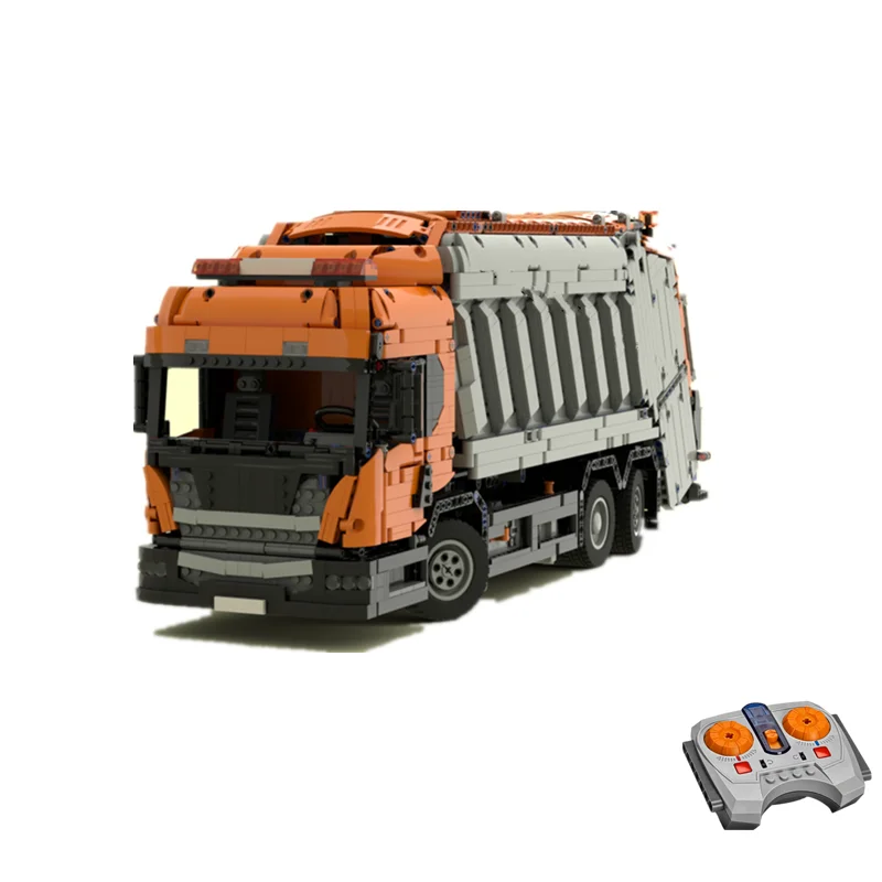 Small particle technology building block MOC remote control garbage disposal transportation truck assembled toy model Boy Gift
Small particle technology building block MOC remote control garbage disposal transportation truck assembled toy model Boy Gift