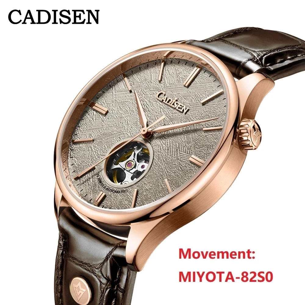 

CADISEN Men Mechanical Wristwatches Meteorite Dial MIYOTA 82S0 Watch Waterproof 50M Sapphire Automatic Hollow out Watches Mens