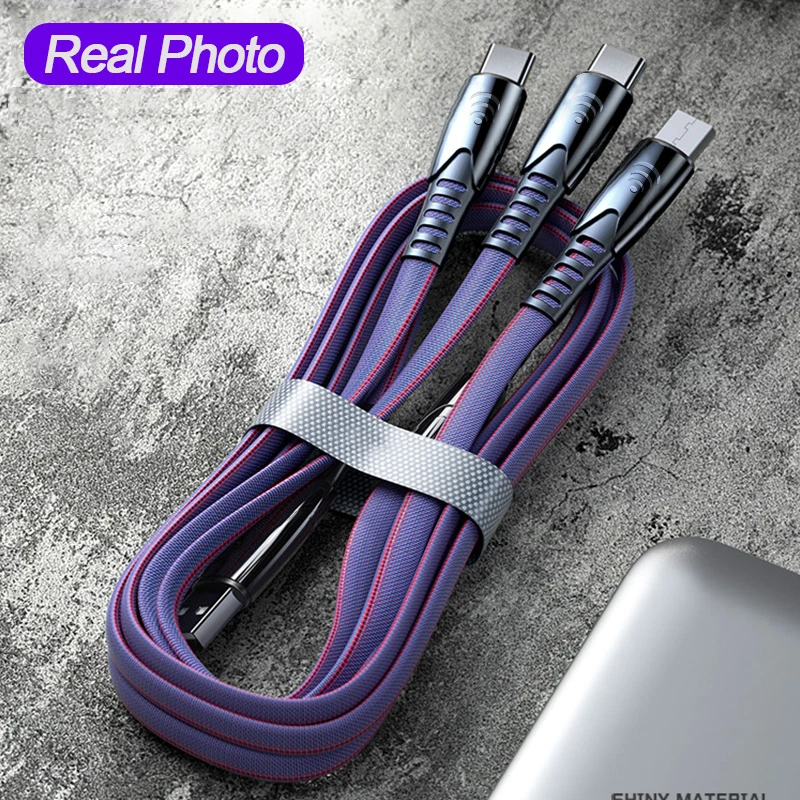 5A Fast Charging 3 in 1 USB Cable Multi Quick Charger Micro USB Type C Cable for iPhone for Samsung for Xiaomi Huawei Oneplus
5A Fast Charging 3 in 1 USB Cable Multi Quick Charger Micro USB Type C Cable for iPhone for Samsung for Xiaomi Huawei Oneplus